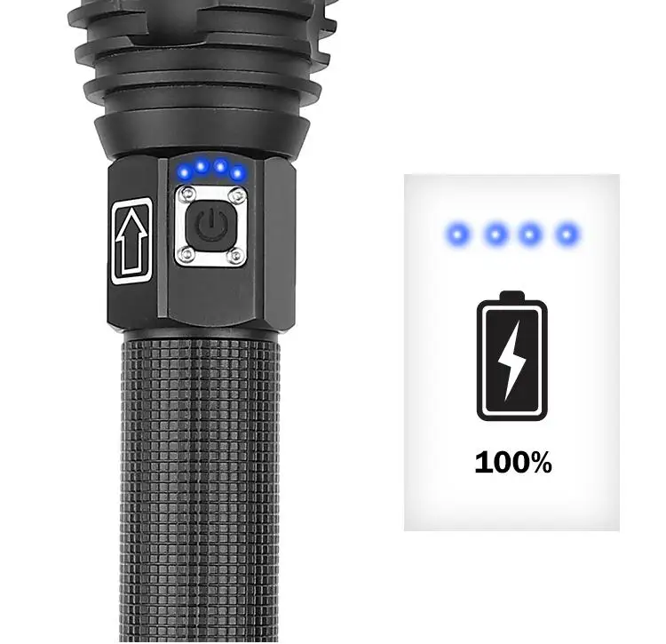 Светодиодный фонарик XHP90 2500 лм 3 режима зарядка через USB уличный с фокусировкой