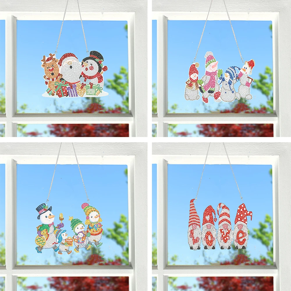 

JIEME Christmas Diamond painting pendant set door and window decoration Santa Claus DIY diamond embroidery Christmas gifts