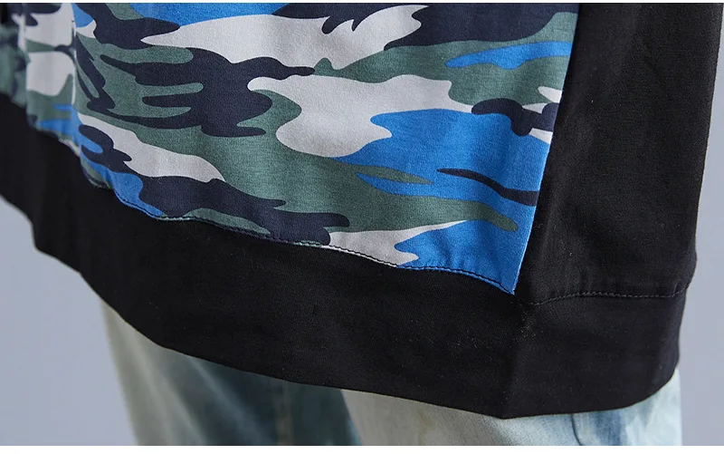 

Camouflage Tops Women Summer Short Sleeve T-Shirt Plus Size 3 4 5 XL Casual Hooded Loose Oversize Tops Tees Black NQYL213