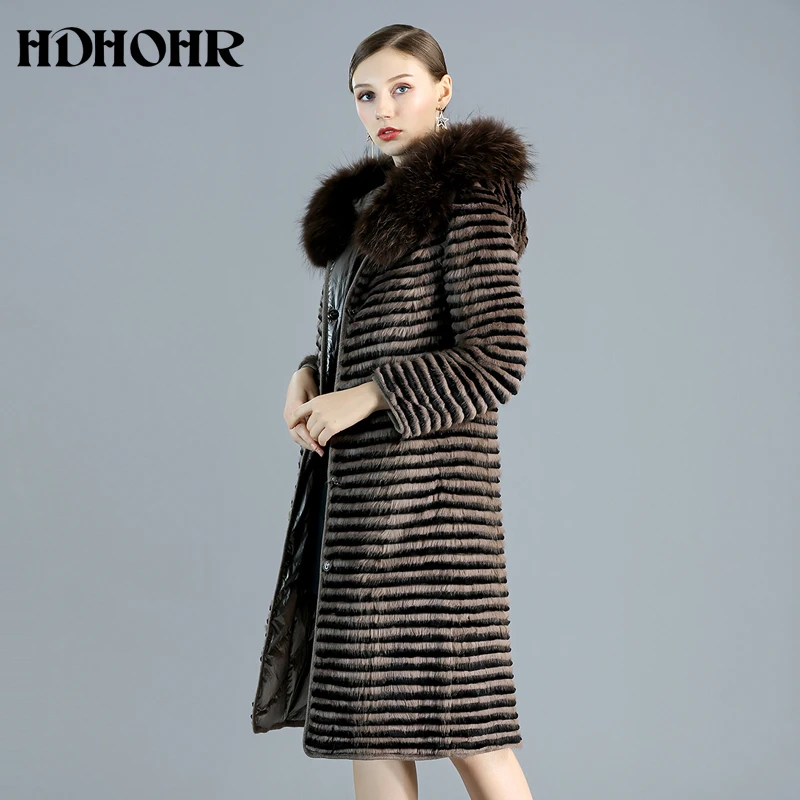 HDHOHR 2020 настоящая шуба из натуральной норки с пухом двухсторонняя одежда женская