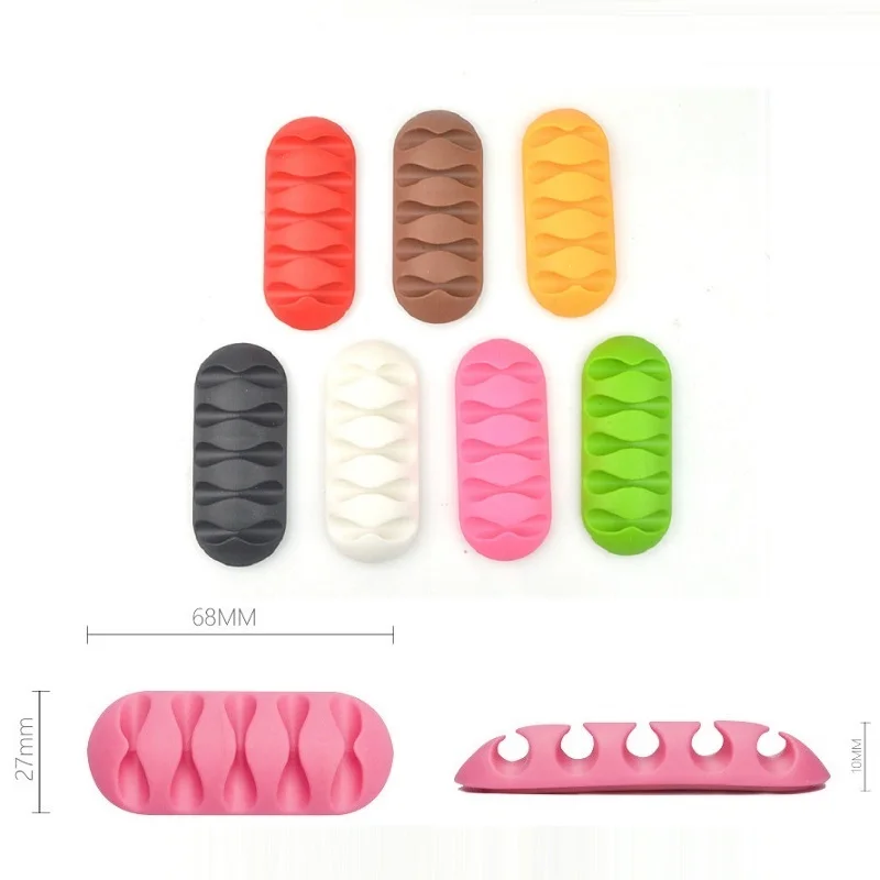 Органайзер для кабелей силиконовый держатель USB гибкие зажимы управления