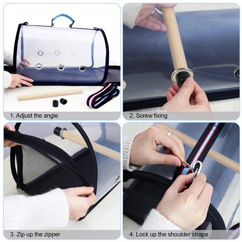 

Bird Travel Bag Portable Pet Bird Transparent Breathable Lightweight Travel Cage For Outdoor Travel DSD666