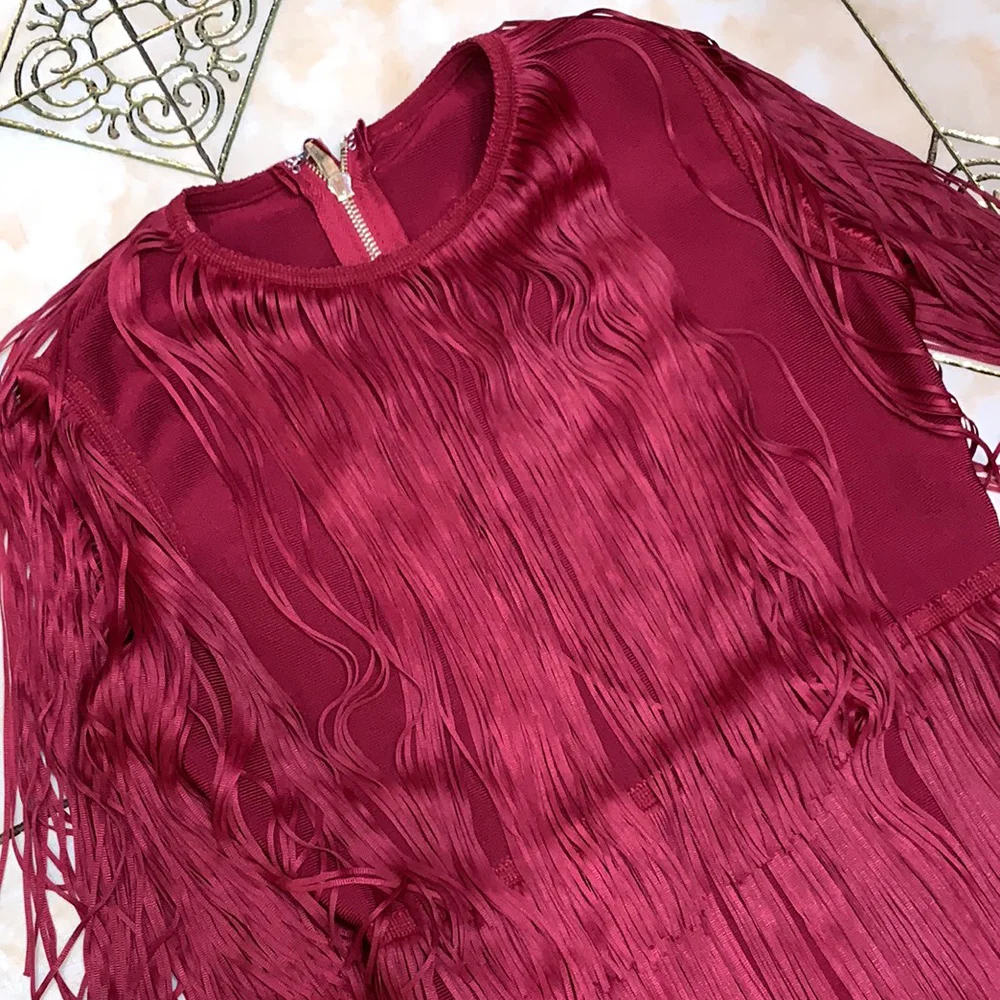 Длинное платье без рукавов с кисточками Бандажное сексуальное вечернее Клубное