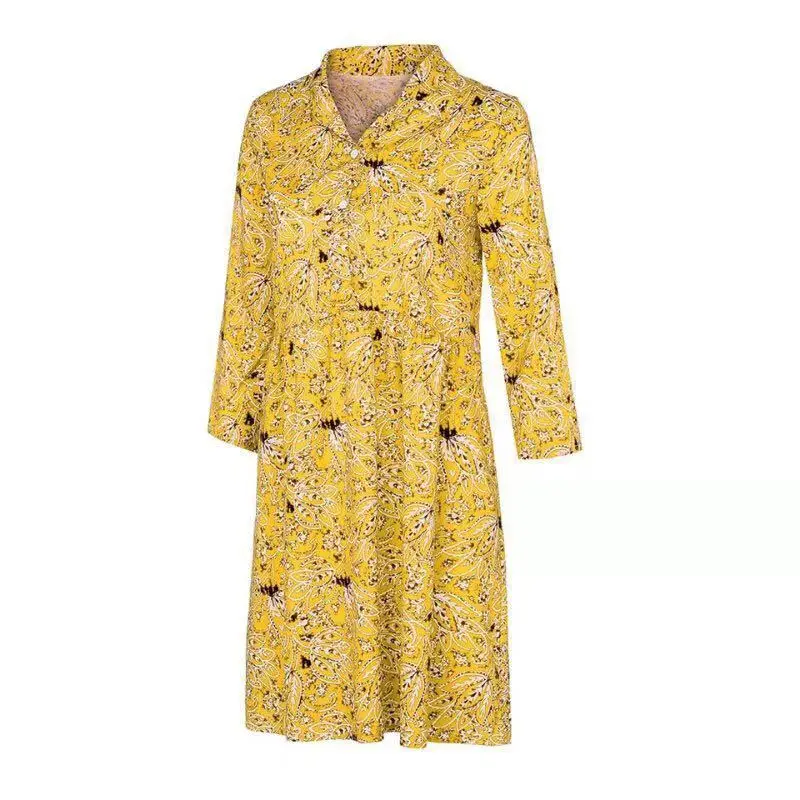 Платье-рубашка женское в этническом стиле свободное Макси-платье с отложным