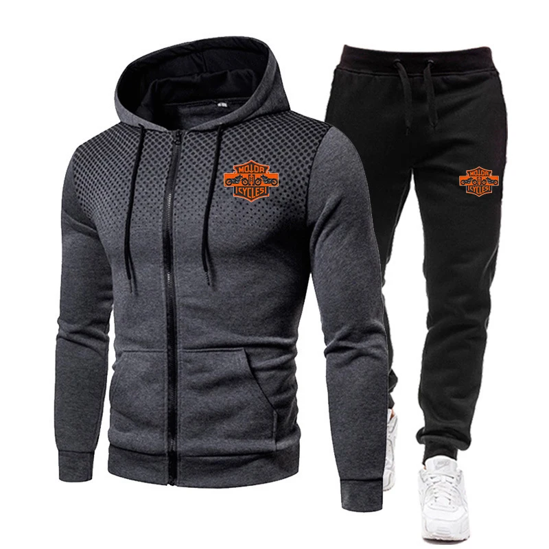 

New Winter Men's Clothing Men Sets Printing Hoodie Set Fleece Zipper Sweatshirt Casual Sport Sweatpants Mens Tracksuits 2021