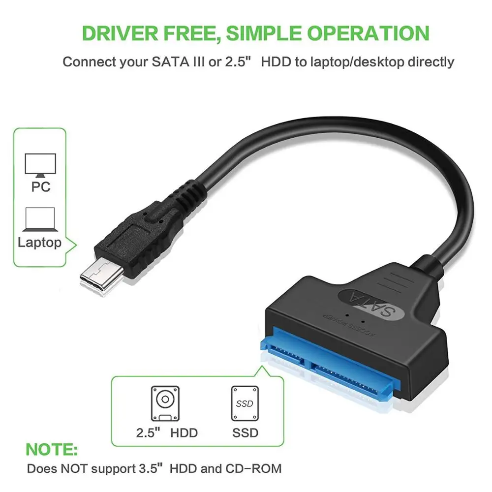 AMKLE Тип USB C SATA кабель Переходник 3 0 Sata адаптер до 6 Гбит/с Поддержка 2 5 дюймов