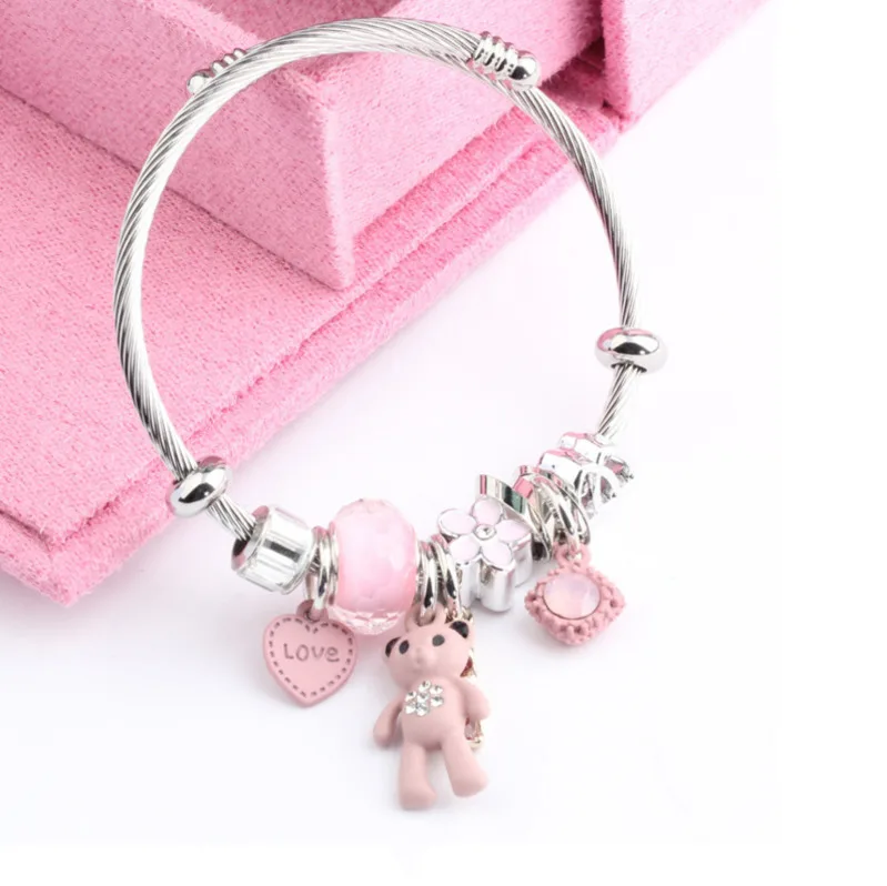 Корейская мода милый медвежонок кулон браслет из бисера Многоэлементный