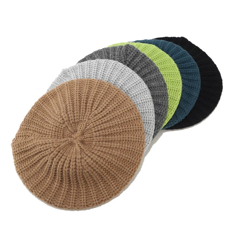 2019 New Wool knit hat beret women female Japanese solid color painter autumn and winter wild warm wool cap berets | Аксессуары для