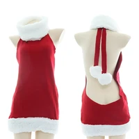 sexy women corset strap hollow out pullover sweater dress open chest turtleneck knitwear backless christmas anime cosplay tops