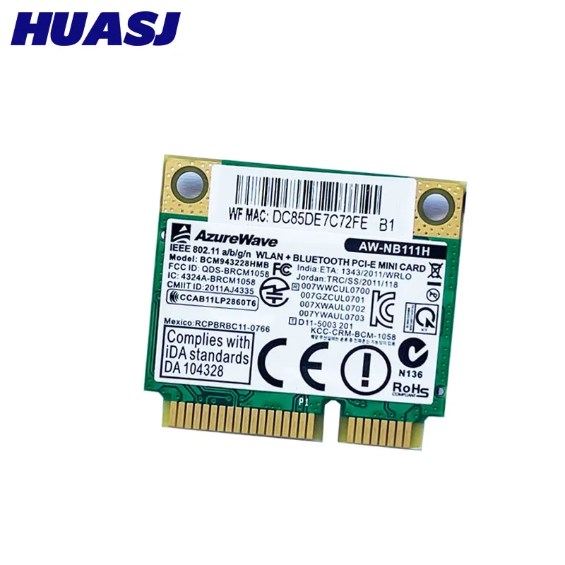Новая беспроводная карта для Broadcom BCM943228HMB BCM43228 Half MINI PCI-E 2 4G/5Ghz 802.11b/G/n WIFI