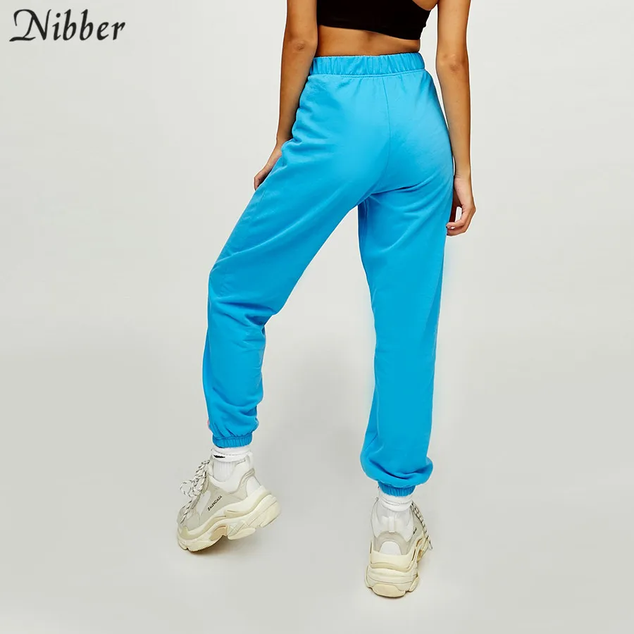 Nibber autumn fashion neon cotton basic Harem pants women Casual Street loose Sportpants Solid printing Active wear mujer