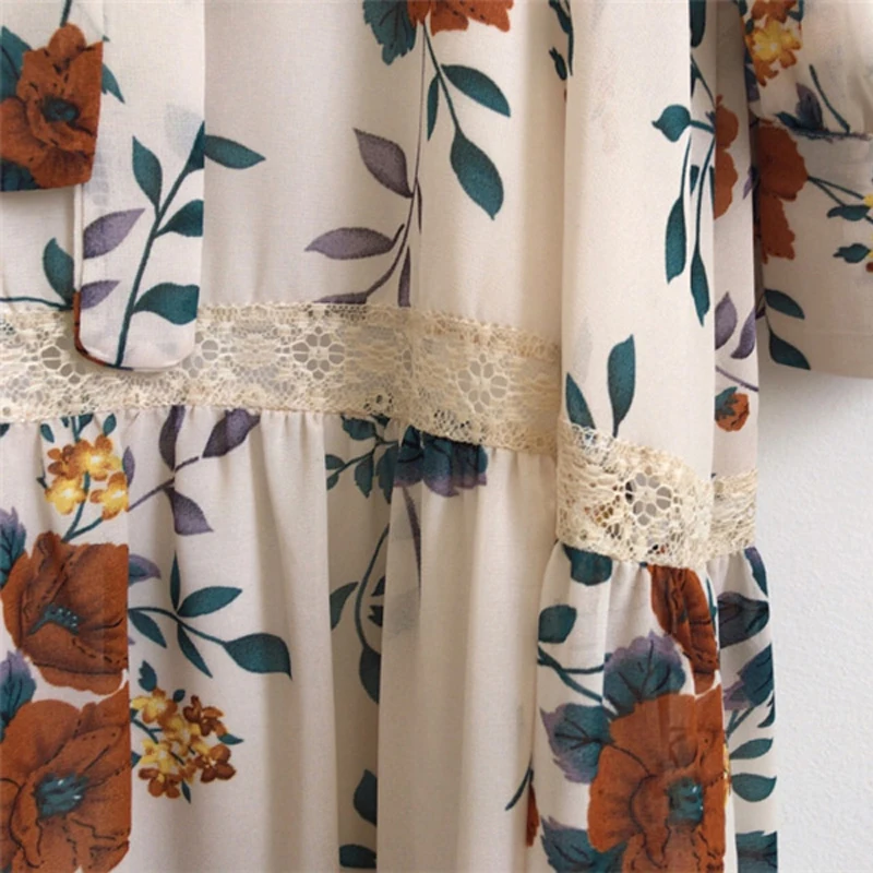 Женское шикарное кружевное платье-трапеция с цветочным принтом и высокой талией