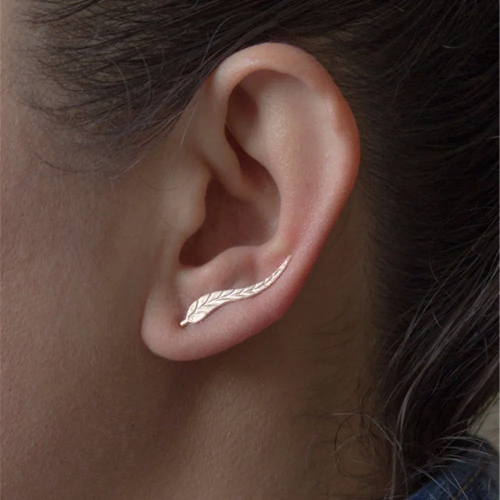 Новые серьги в виде листьев Золотые с перьями для женщин аксессуары подарки