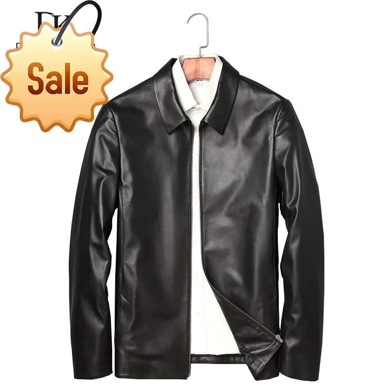 

Мужская куртка из мягкой овечьей кожи, черная приталенная куртка из натуральной кожи, большие размеры 5XL, на осень, black71J7867