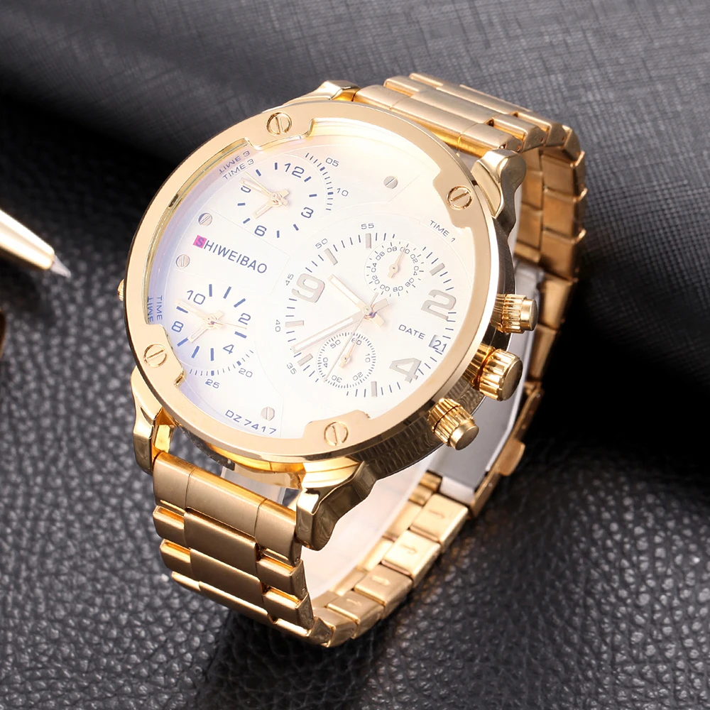 Часы мужские кварцевые в стальной полосе с хронографом и разными часовыми