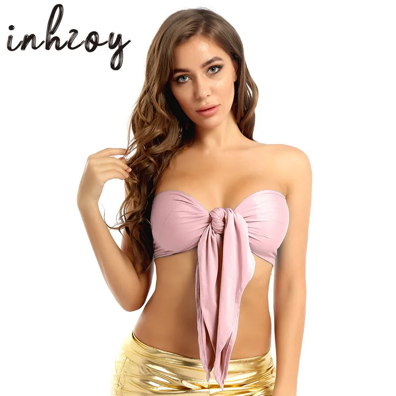 Женский бюстгальтер без бретелек на шнуровке с бантиком укороченный топ