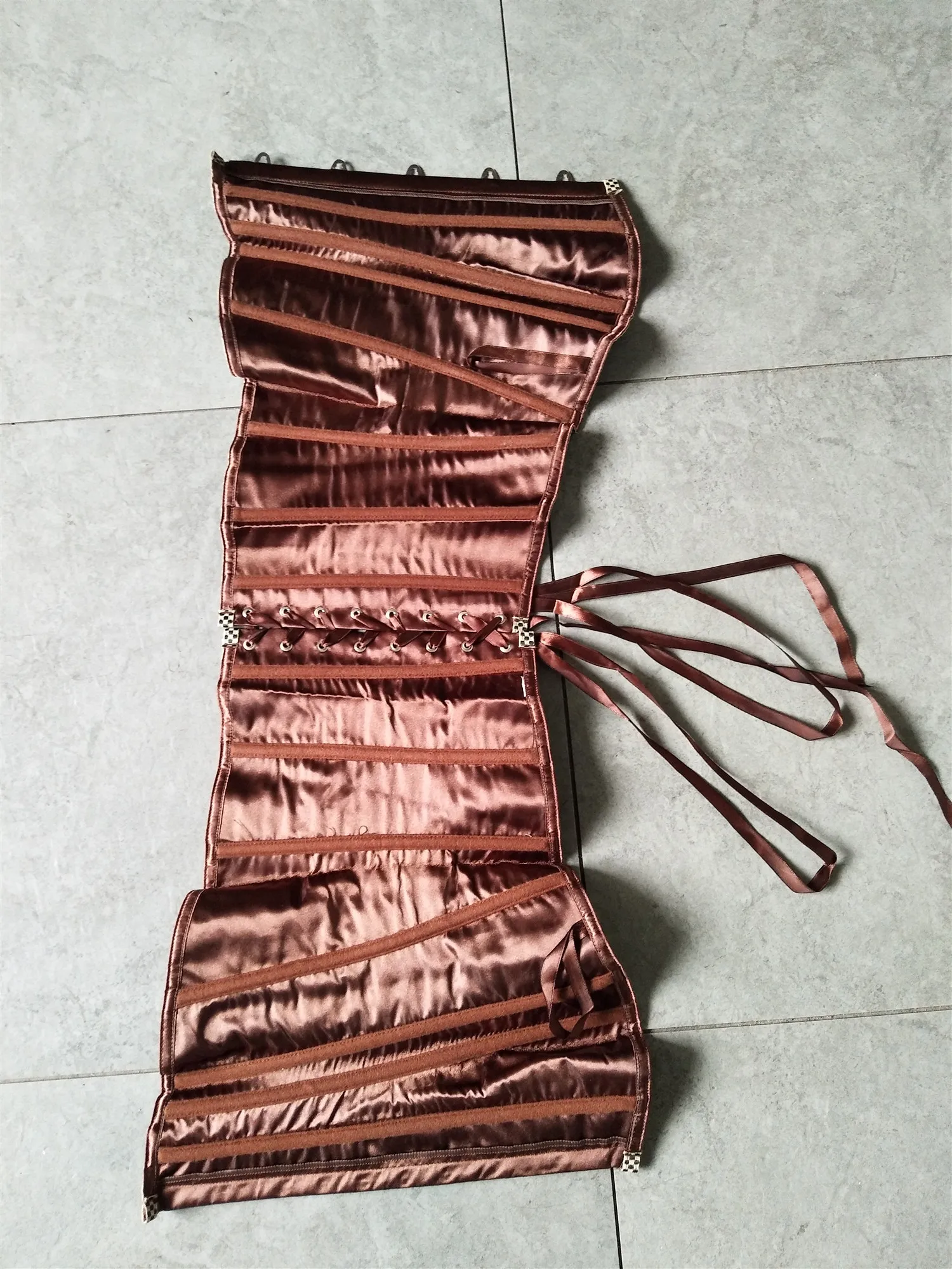 Корсет атласный Женский коричневый с косточками | Женская одежда