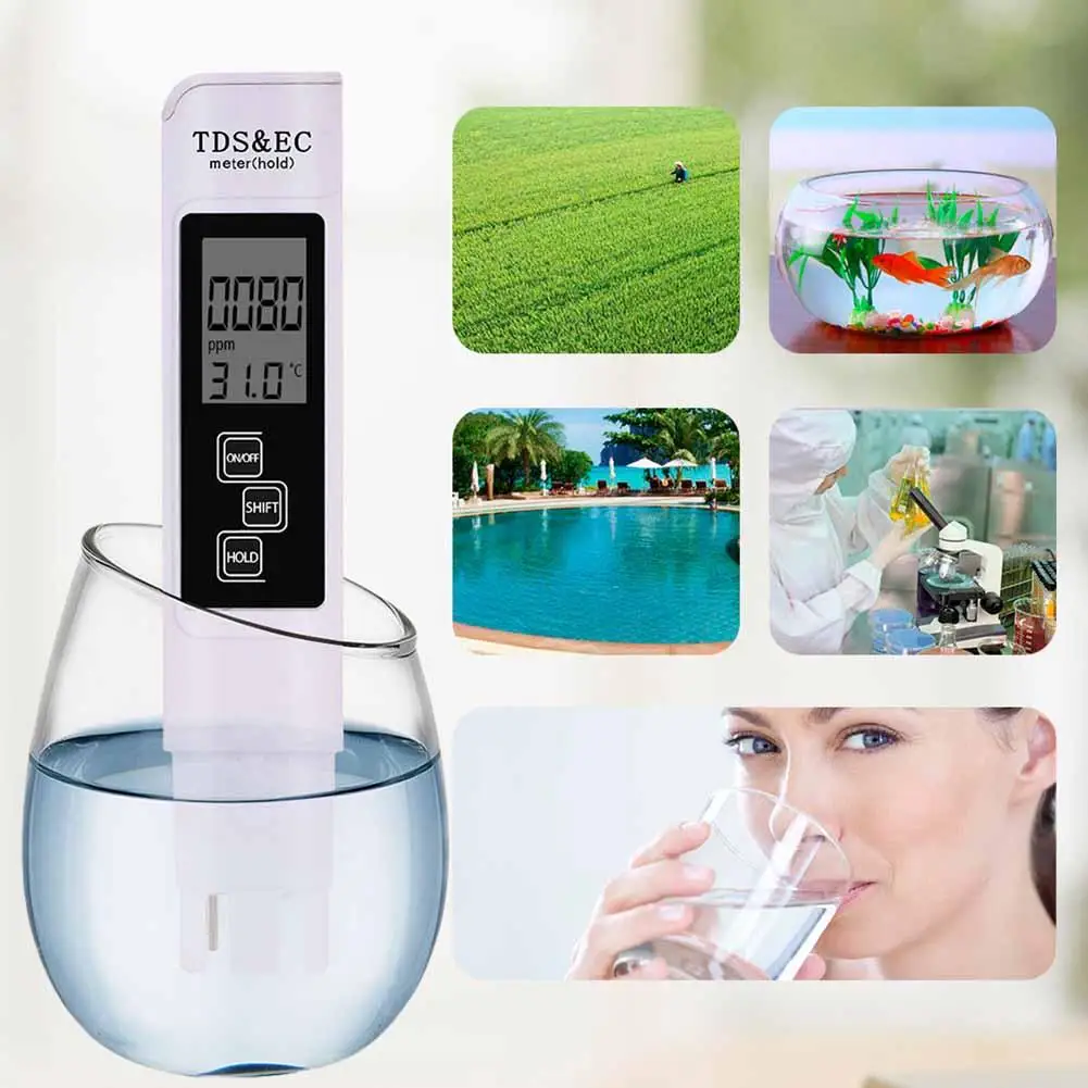 3 in 1 TDS EC Meter Temperature Digital LCD Tester Pen Water Purity Filter 4Different Modes Testing Level | Инструменты