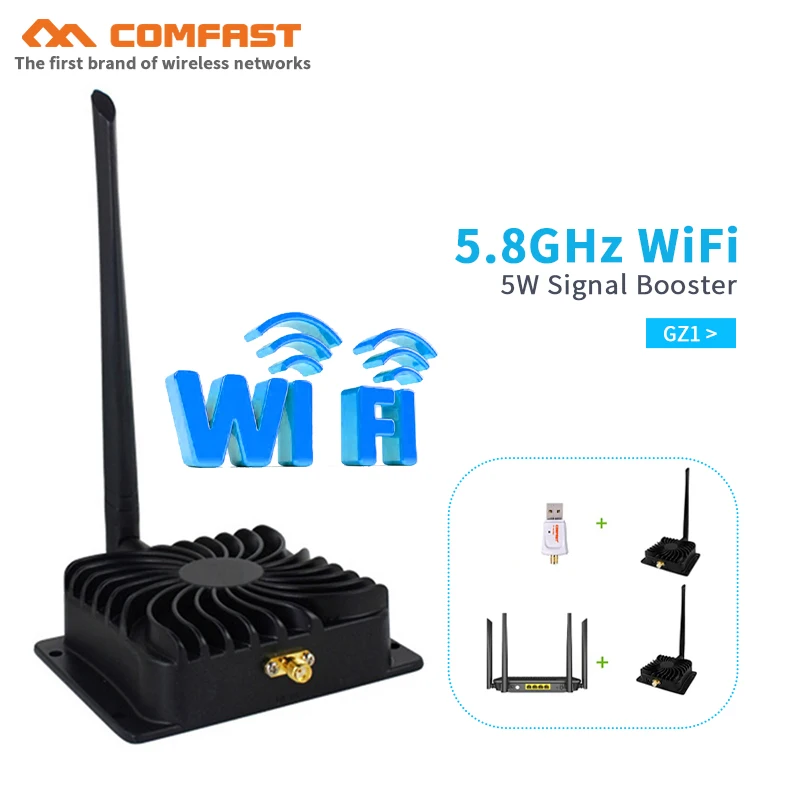 5.8Ghz wifi signal booster 5W Wifi WLAN Power Amplifier Range Extend Booster with  Antenna for wifi router and wifi adapter