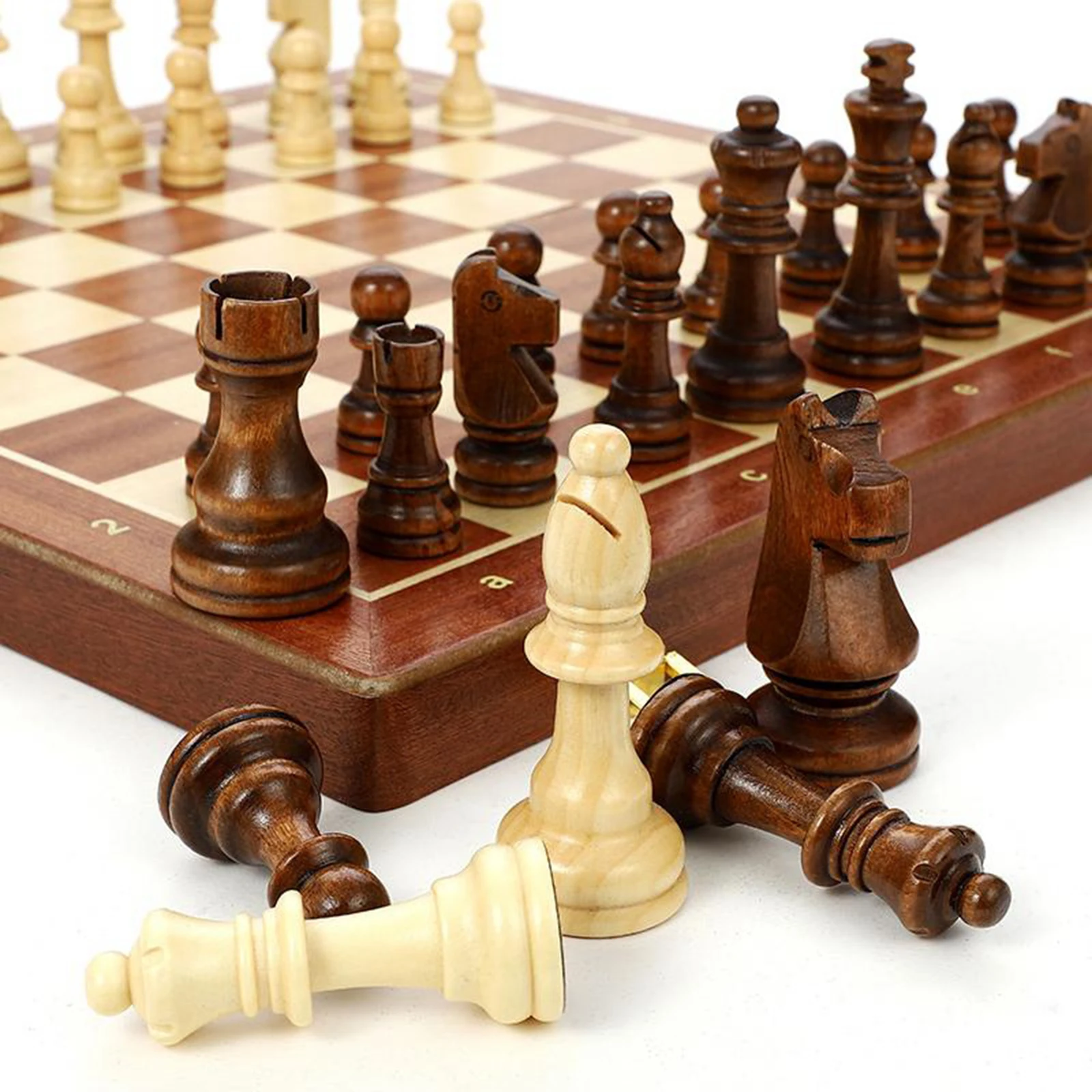 

Rosewood International Chess Pro Competitive Tournament 15" Handcrafted Chess Set Board 32+2pcs Chessmen Folding Chessboard