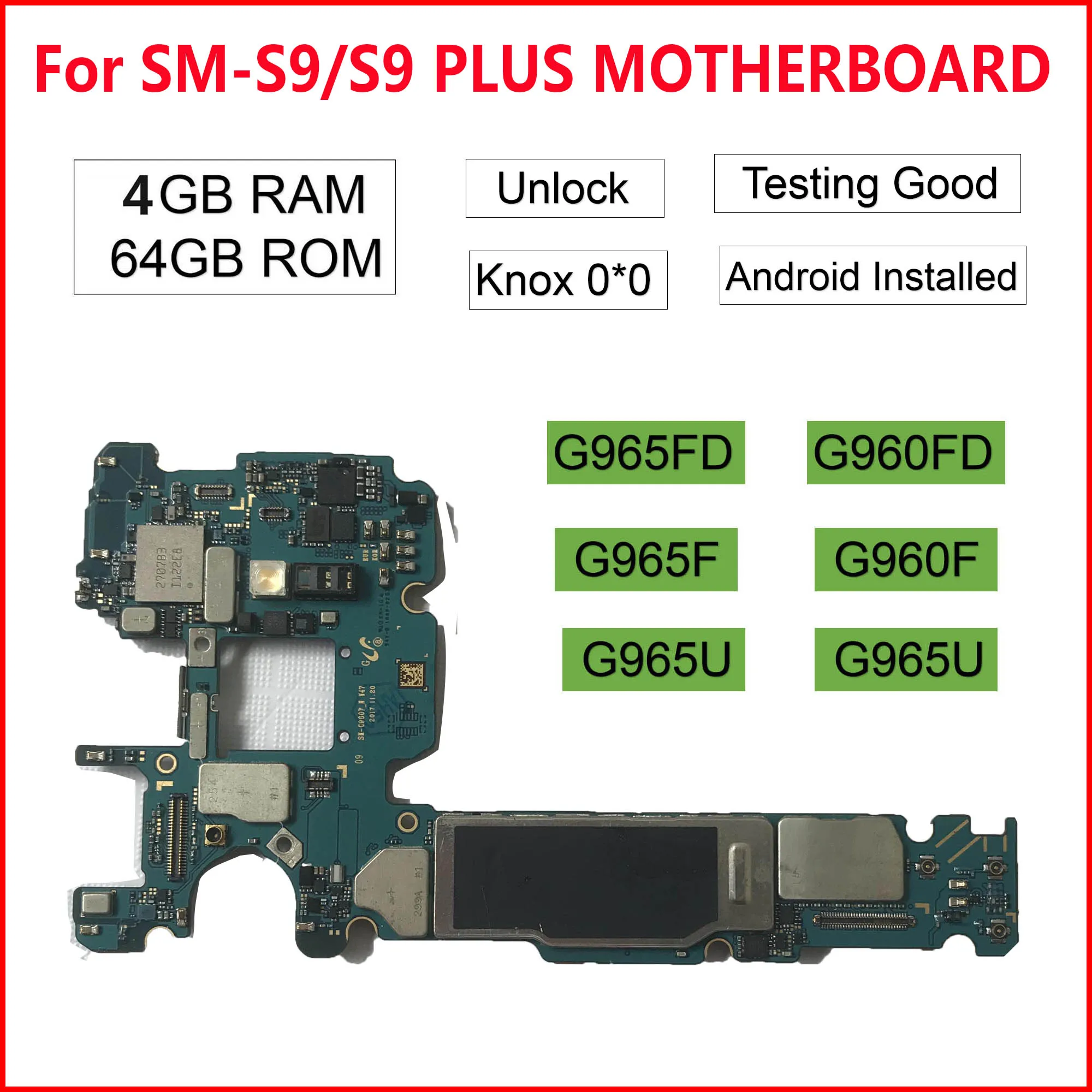 Оригинальная разблокированная материнская плата 64 Гб 128 ГБ для Samsung Galaxy S9 G960F G960FD