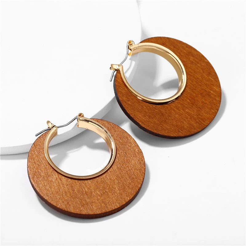 Boho стильные серьги из дерева Женские винтажные серьги для женщин Геометрические Этнические серьги-висюльки модные ювелирные изделия оптом
