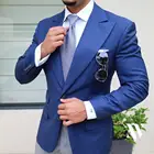 Синяя мужская куртка для отдыха однотонный бальзатор официальный с вырезом отворот деловой облегающий смокинговый костюм для жениха мужской пиджак (только пиджак)