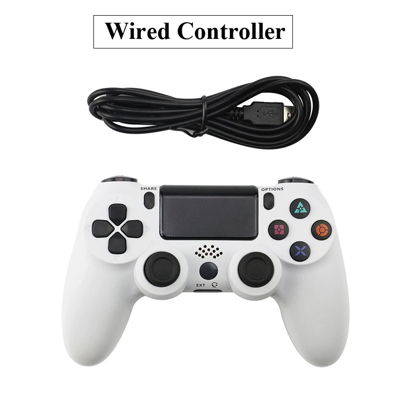 White with wired Беспроводной пульт управления Bluetooth для sony PS4 Геймпад игровые устройства с джойстиком для PS3 консоль для Win 7/8/X - Цвет: White with wired
