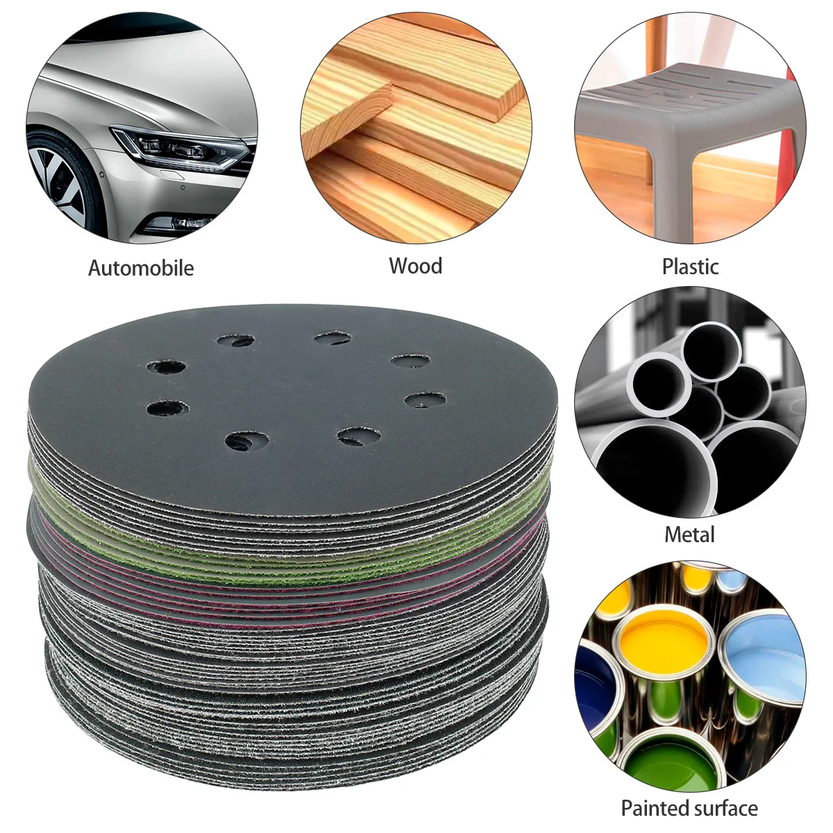 

HOT 5Inch 125mm Round Sandpaper Eight Hole Sanding Disk Set 80-3000 Hook & Loop Abrasive Sander Paper Use For Polishing Tools