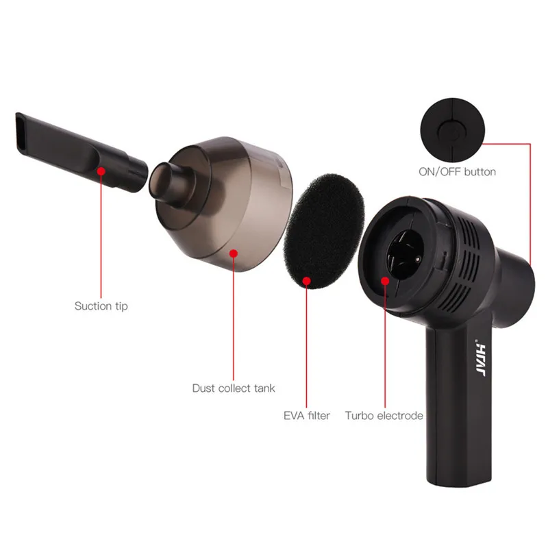 

JVJH 3 In 1 Car Vacuum Cleaner Wireless Handheld Auto Vacuum Cleaner USB Rechargeable Blower Cleaner Brush Keyboards Computer