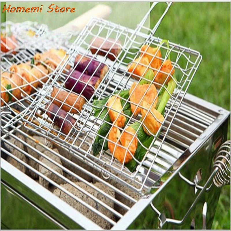 

Iron Wire Portable Barbecue Grilling Basket Stainless Steel Outdoor Picnic Square BBQ Grill Net Mesh For Meat Vegetable Steak
