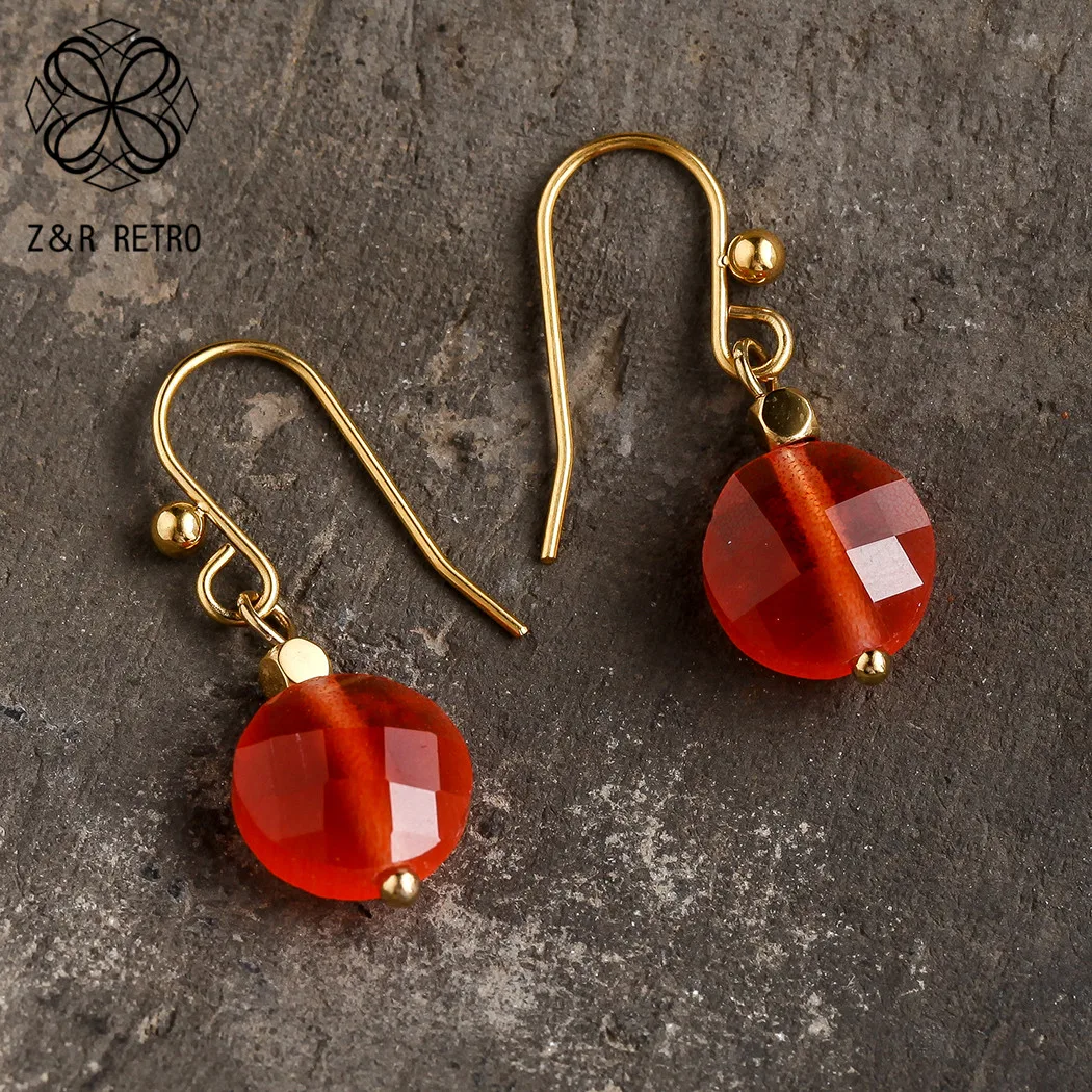 Женские винтажные серьги-подвески разноцветные висячие серьги с камнями