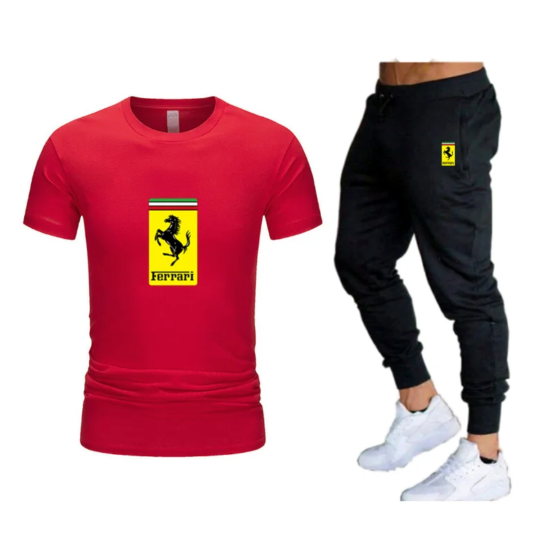

Spring Autumn Men's Short Sleeve 2021 Graphic Print T-Shirt Set Fashion Trend Casual Men's Short Sleeve + Two-Piece Pants