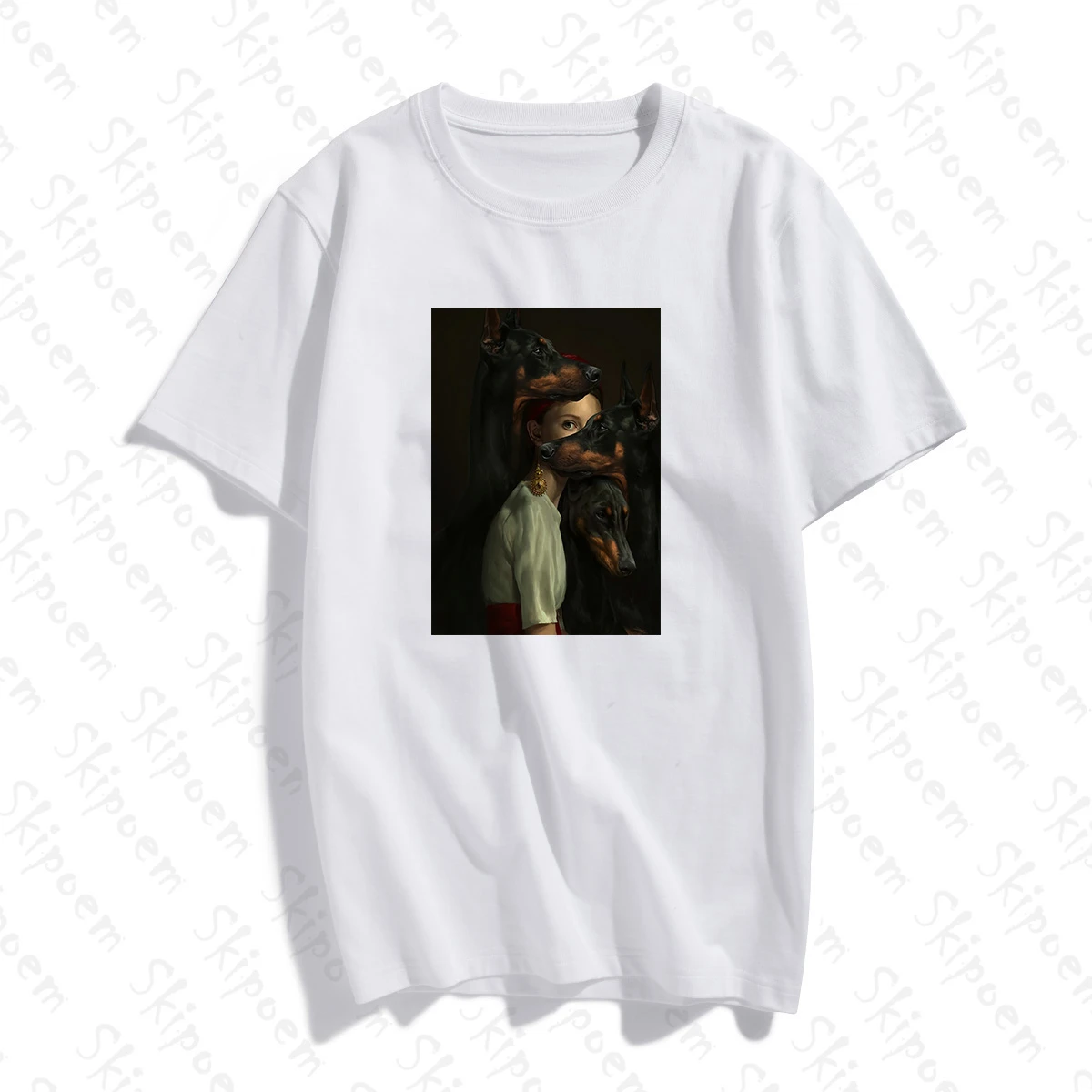 

Футболка женская в стиле ретро, пикантная рубашка с собакой, в Корейском стиле, в стиле панк, винтажная, с коротким рукавом, из органического ...