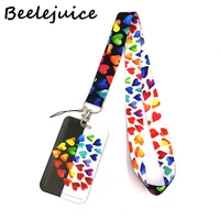 colorful rainbow love hearts fashion lanyard id badge holder bus pass case cover slip bank credit card holder strap card holder