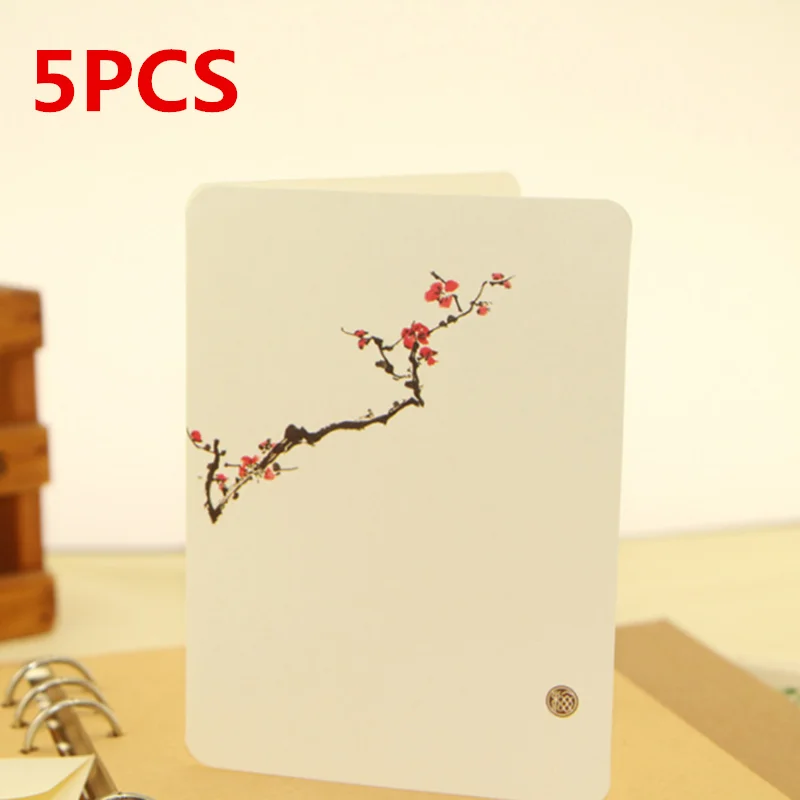 5PCS 5 шт./упак. креативная классическая китайская поздравительная открытка белое сообщение Diy складной День рождения Рождество год День Святого Валентина открытка - Цвет: 5PCS