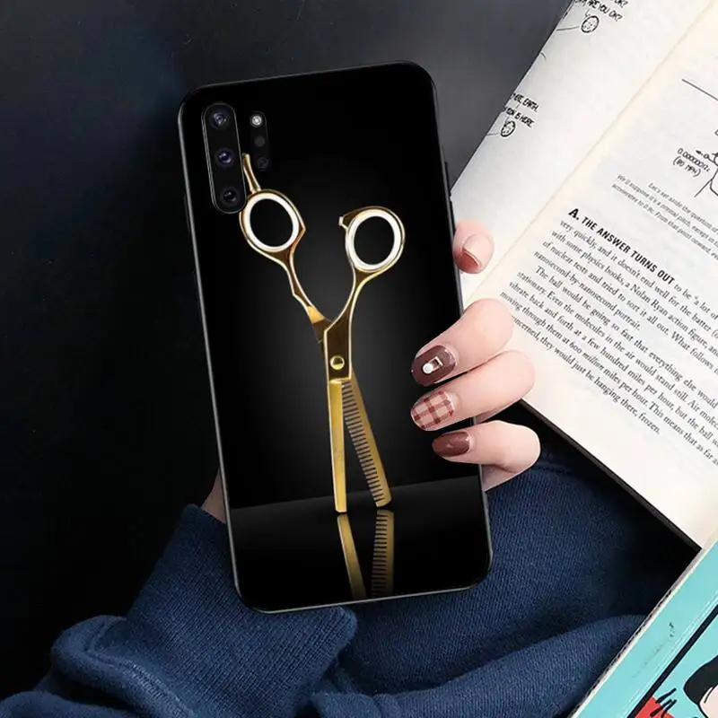 

HPCHCJHM Hair Stylist Scissors Brush switch Soft Phone Case Capa For Samsung Note 7 8 9 10 pro Galaxy J7 J8 J6 Plus 2018 Prime