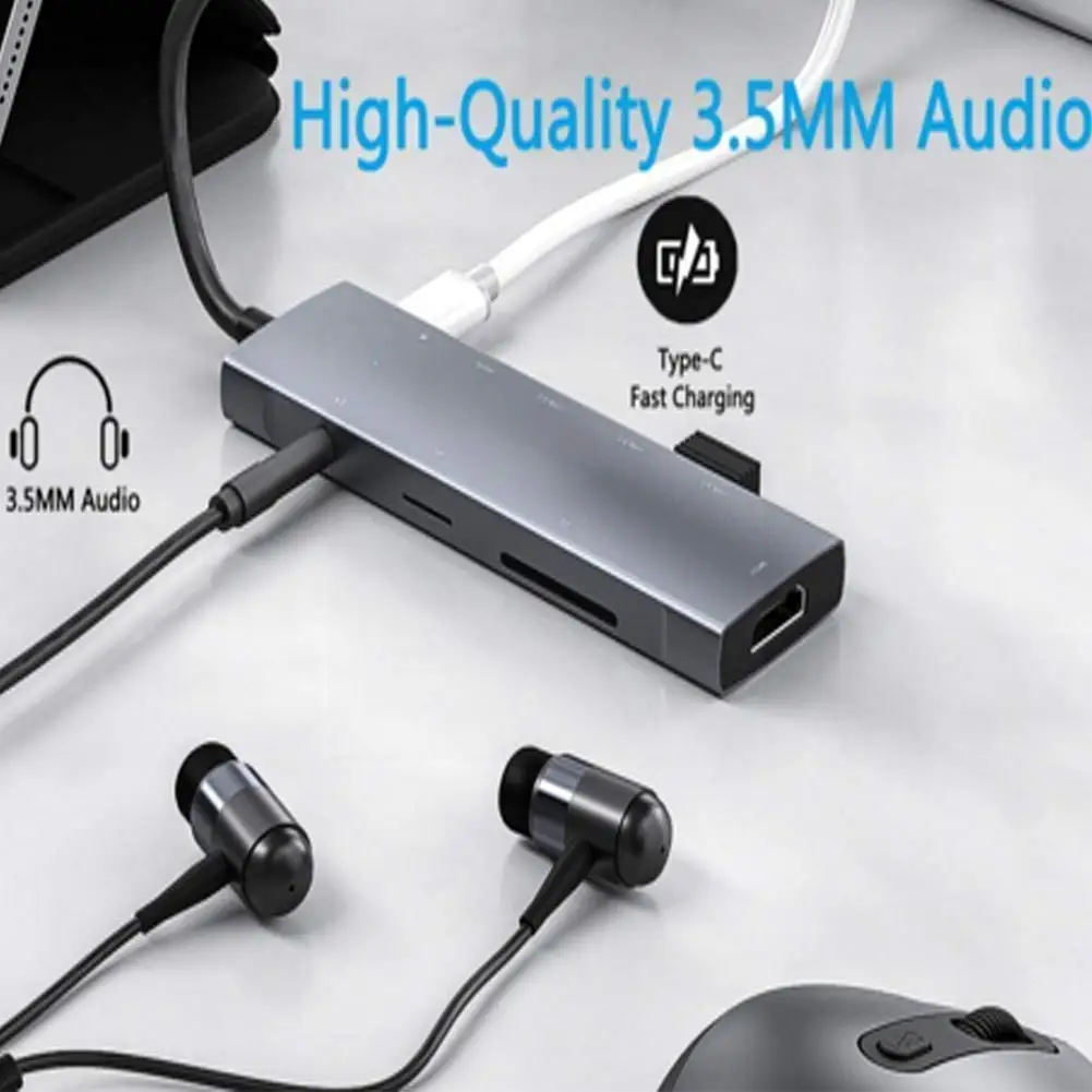

USB-концентратор 9 в 1, USB Type-C на HDMI TYPE-C, USB 3,1/PD/Audio, адаптер для ноутбука MacBook Pro, док-станция, разветвитель G4H6