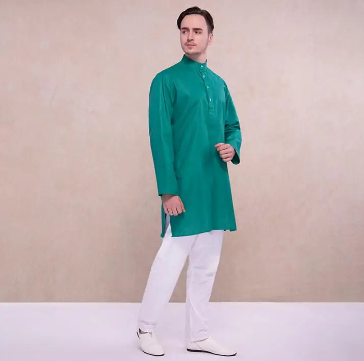 Индийский стиль Мужские костюмы этнические наборы с вышивкой удобные хлопковые