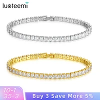 luoteemi 3mm mosaic cubic zirconia tennis bracelet bangles for women fashion new trendy jewelry white gold color crystal chain