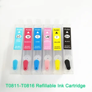 Vilaxh T0811-T0816 refillable ink cartridge For Epson Stylus Photo 1410 TX700W TX800W R270 R290 R295 R390 RX590 RX610 RX690