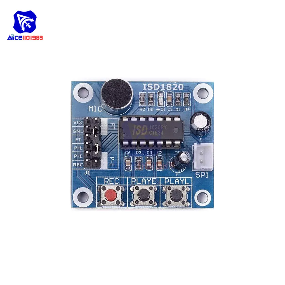 Модуль воспроизведения звуковой записи diymore ISD1820 микрофон плата драйвера