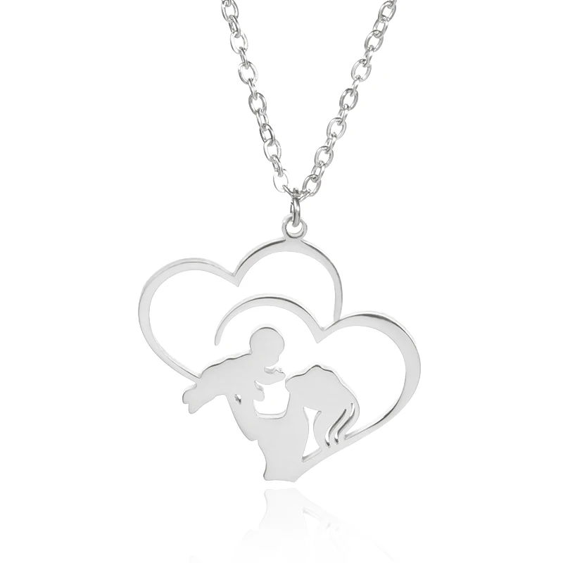 

2021 Trend Family Baby Pregnant Necklace Heart For Wife Mother Day Women Gift Love Gold Silver Color Stainless Steel Jewelry