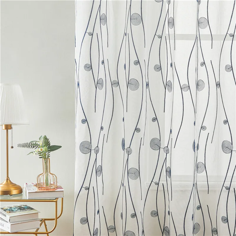 Embroidered Sheer Curtains For Living Room Bedroom Abstract Pattern Tulles for Kitchen Window Treatment Drapes Home Decor Custom | Дом и сад