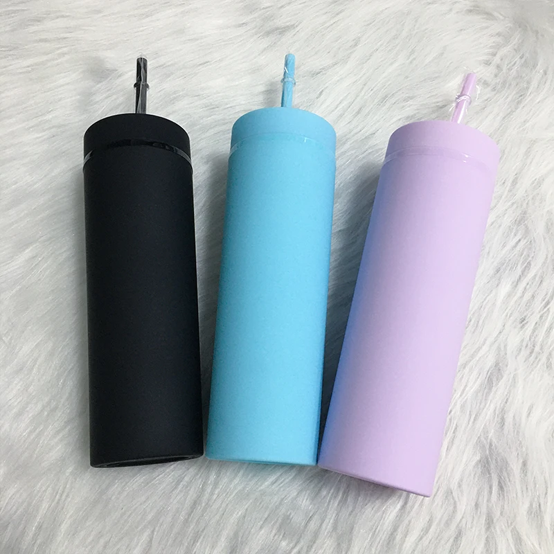 Акриловые Тонкие контейнеры 16 унций двухслойная портативная чашка для воды с