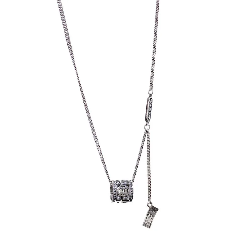 

925 sterling silver wealth rolling abacus transfer beads retro personality necklace female Korean ins tide clavicle chain sweatr