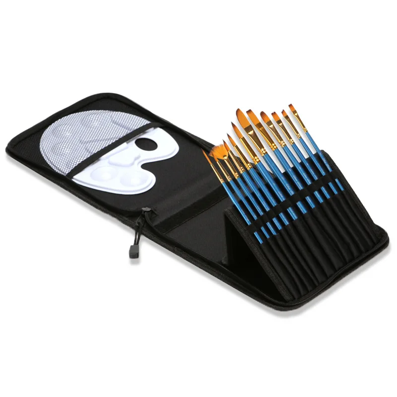 

12 Nylon Brushes Watercolor Brushes Cloth Bag Exquisite Set Gouache Watercolor Brush Set Painting Set Art Supplies for Artist