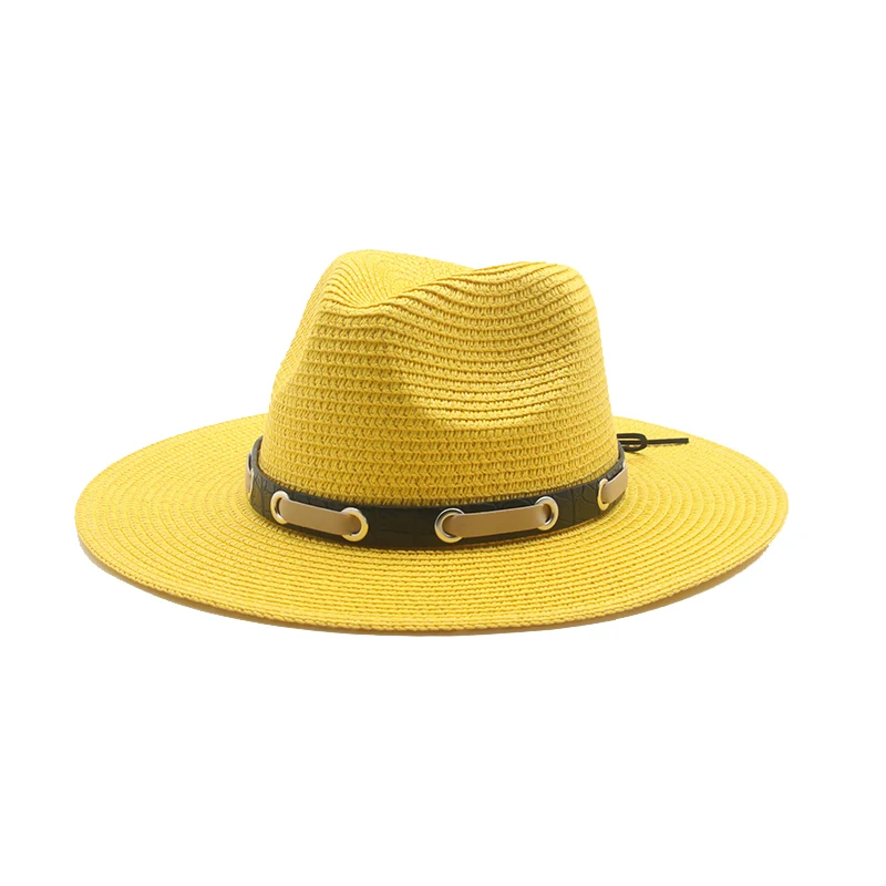 

straw hats women men beach outdoor wide brim sun hats black white with band belt vintage casual sun protective travel women hats