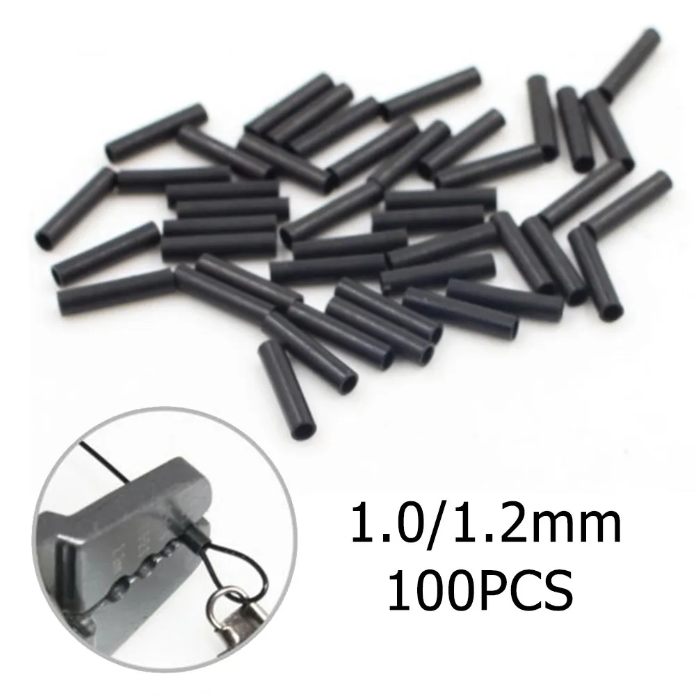 

100Pcs Single Barrel Crimp Sleeve Fishing Line Wire Leader Copper Tube Connector For Mono Making Trolling Bottom Fishing Rigs