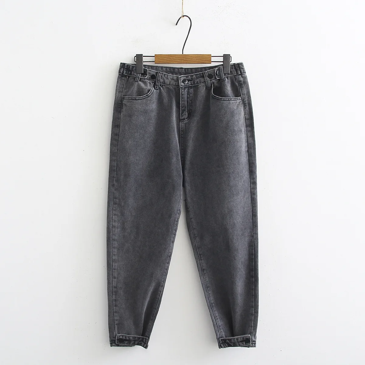 Зимние Повседневные женские свободные джинсы черные для девочек винтажные в